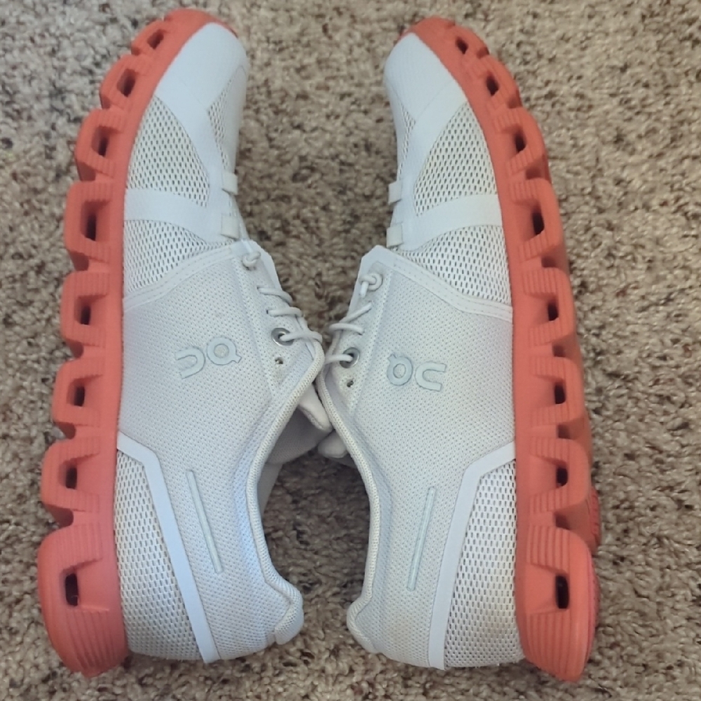 On Running White and Orange Athletic Shoes - Picture 4 of 5